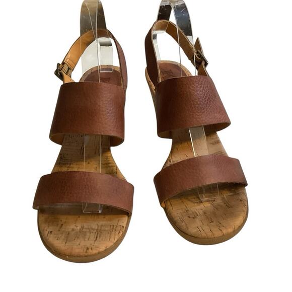 Kork Ease Sandals Minihan Tan Pebble Leather Womens Size 8M Cork Wedge Comfy - Picture 6 of 14